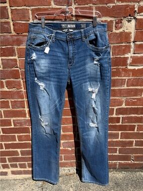 BKE Tyler Straight Leg Distressed Jeans Men’s 34L Medium Wash Buckle Denim